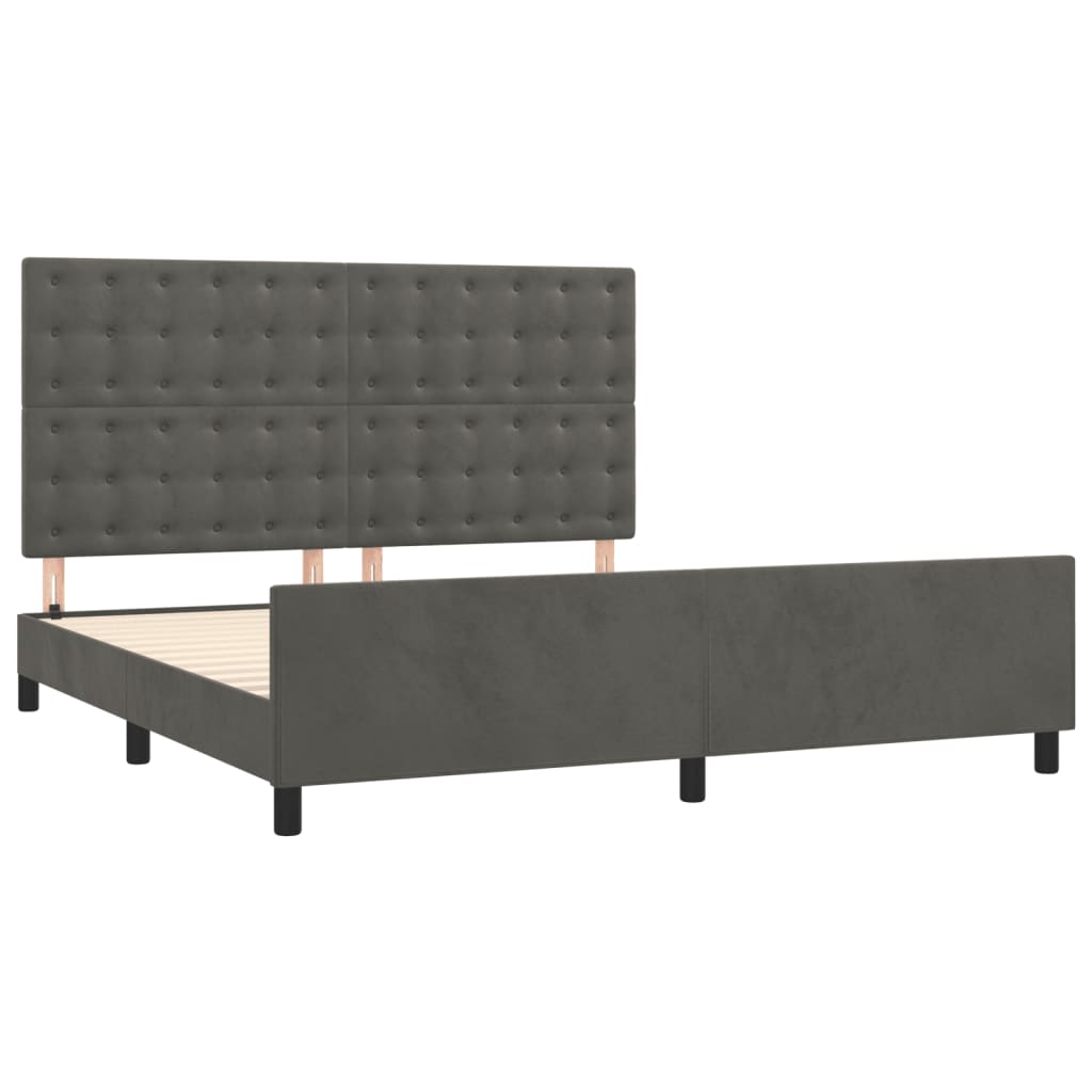 vidaXL Estructura cama con cabecero terciopelo gris oscuro 180x200 cm