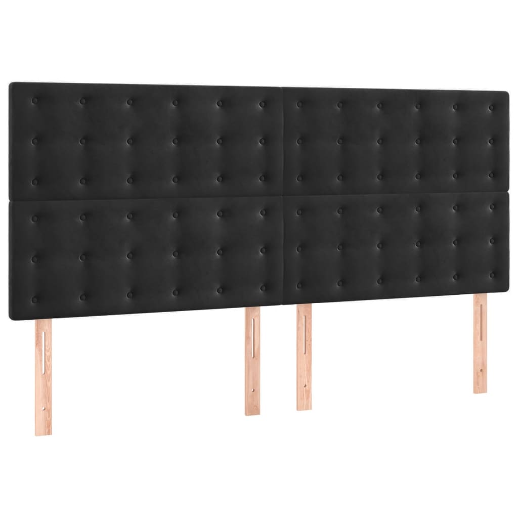 vidaXL Estructura de cama con cabecero de terciopelo negro 180x200 cm