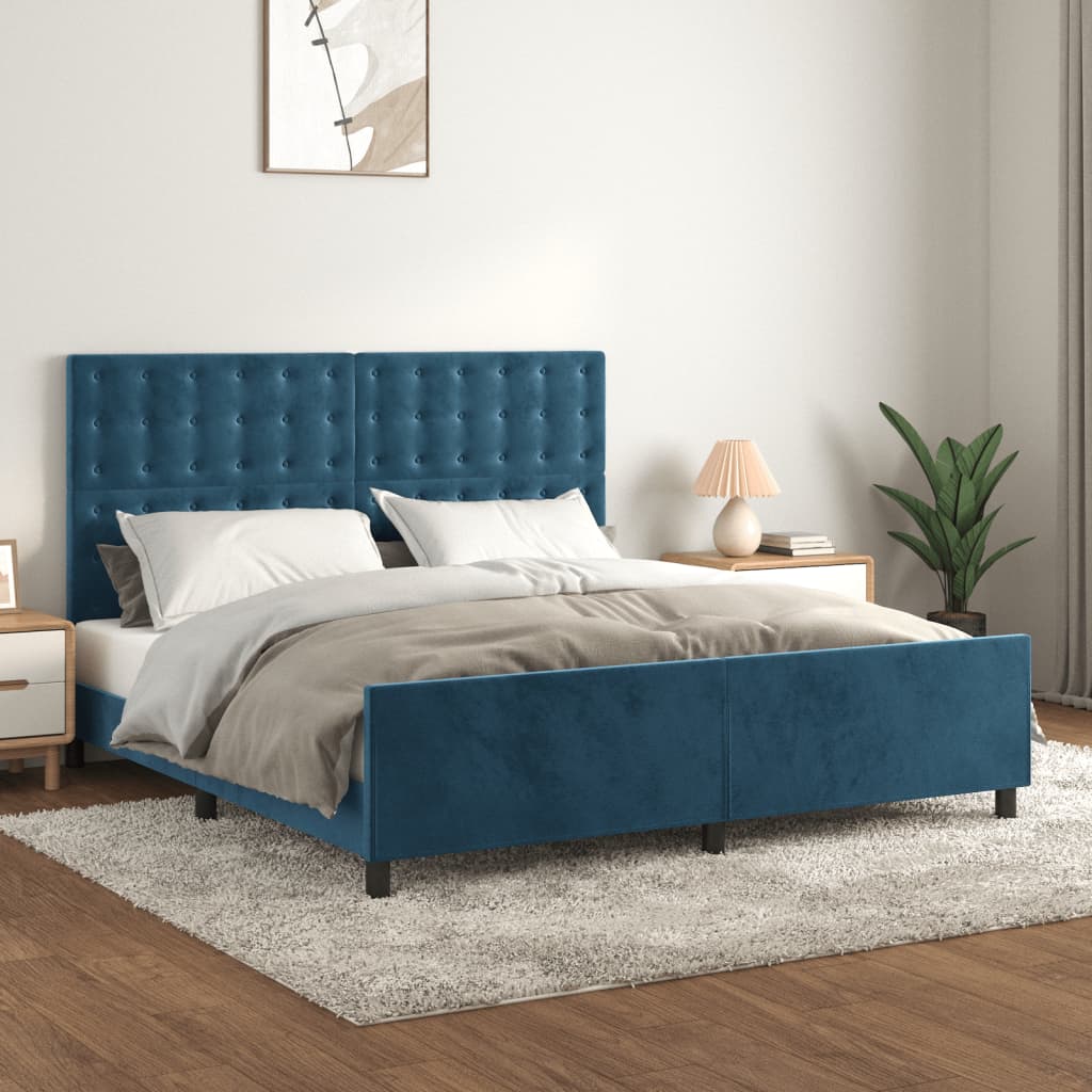 vidaXL Estructura cama con cabecero terciopelo azul oscuro 180x200 cm