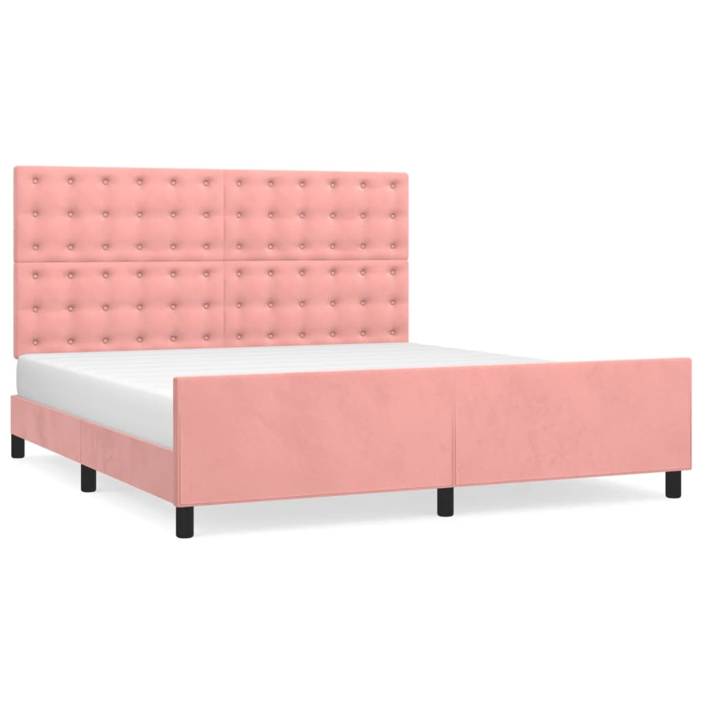 vidaXL Estructura de cama con cabecero de terciopelo rosa 180x200 cm