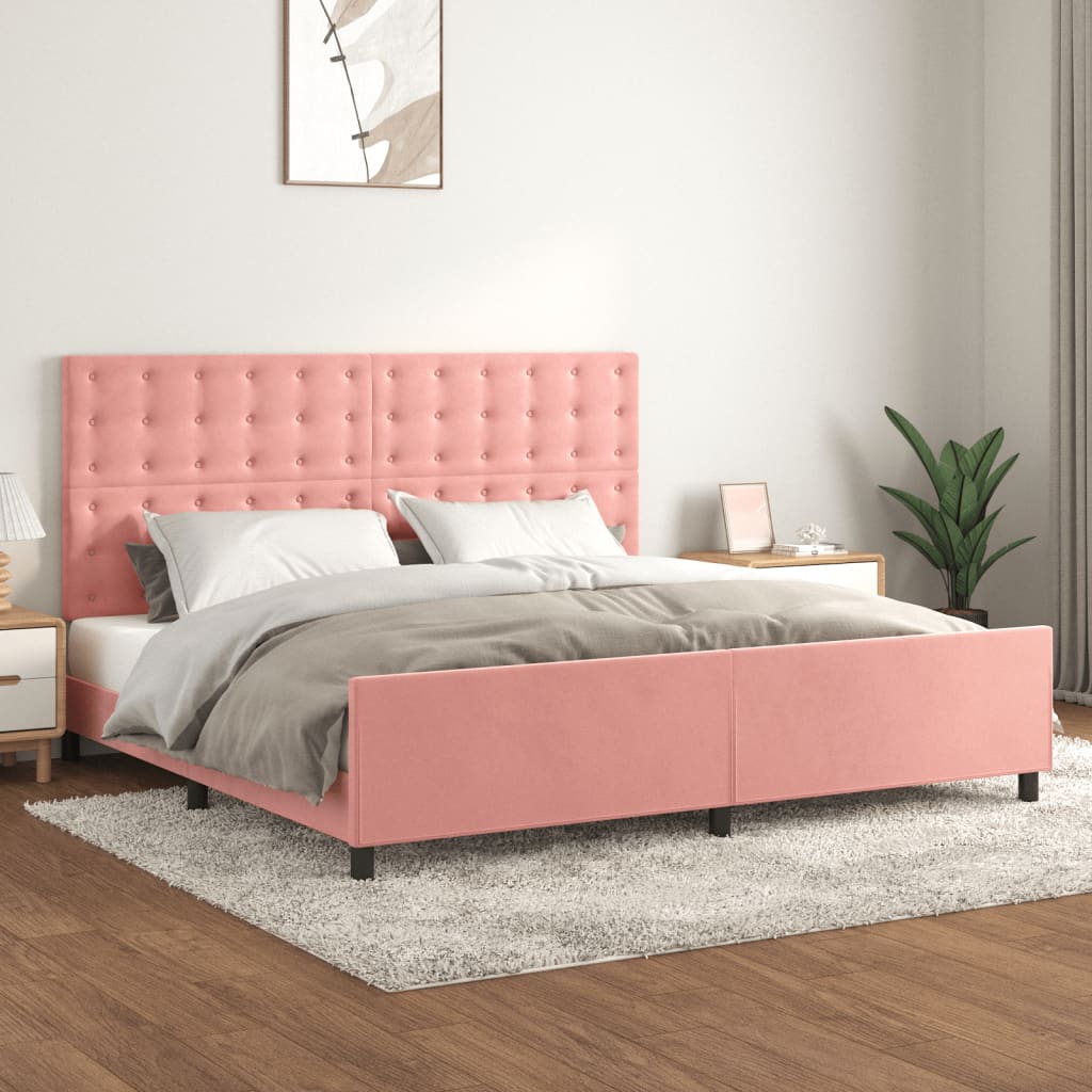 vidaXL Estructura cama sin colchón terciopelo rosa 200x200 cm