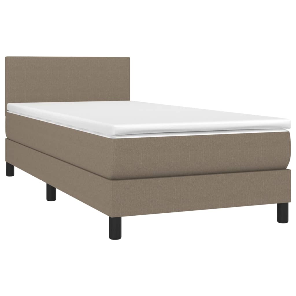 vidaXL Cama box spring con colchón tela gris taupe 80x200 cm