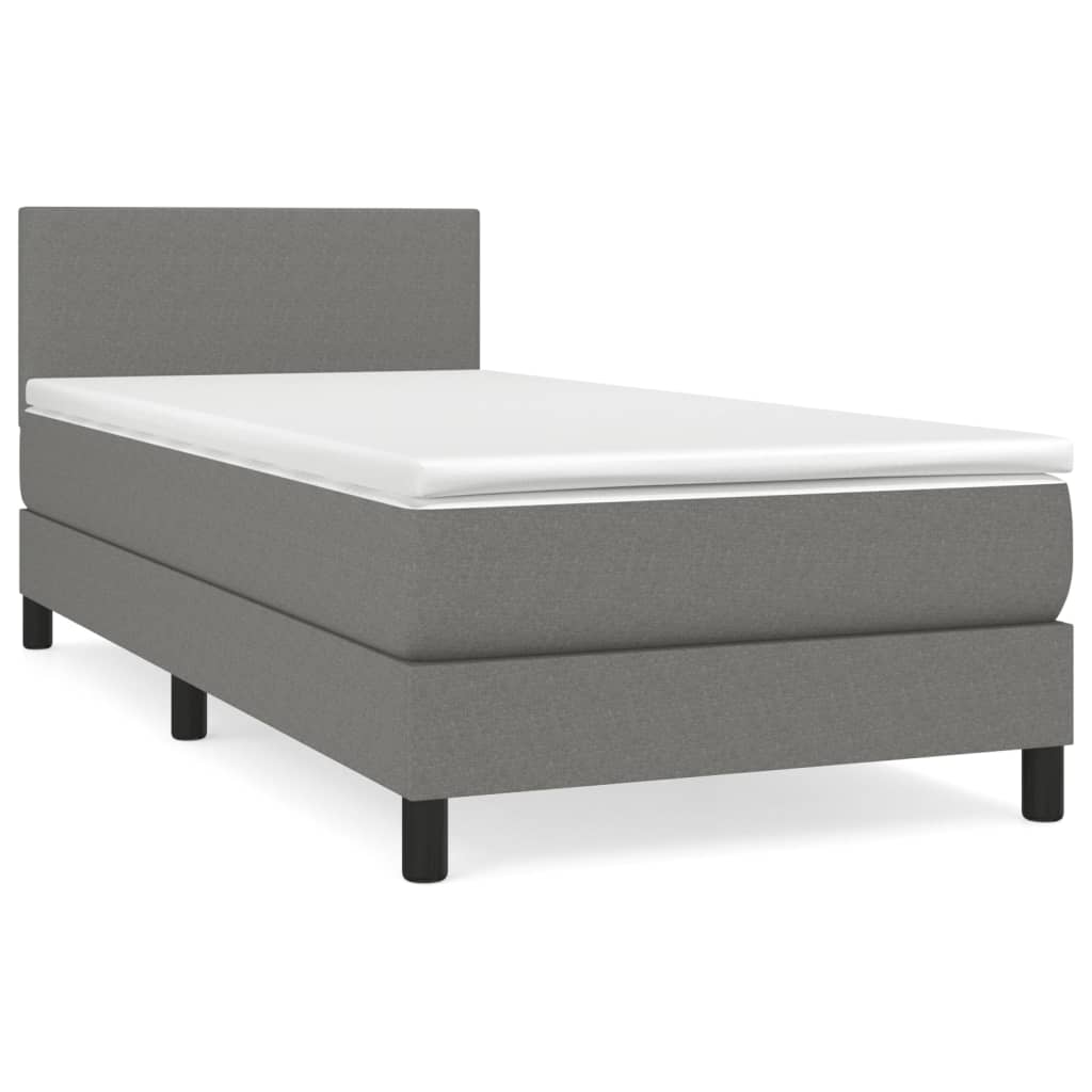 vidaXL Cama box spring con colchón tela gris oscuro 90x190 cm