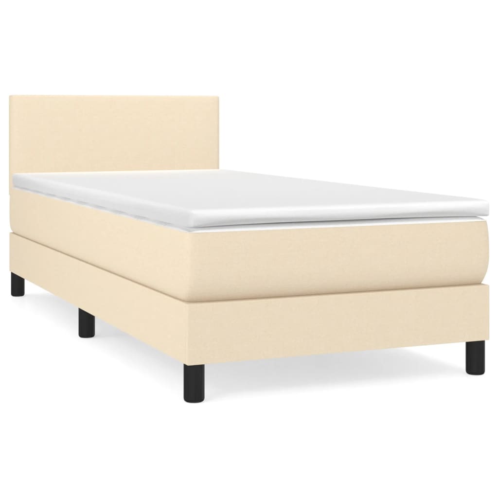 vidaXL Cama box spring con colchón tela color crema 90x190 cm