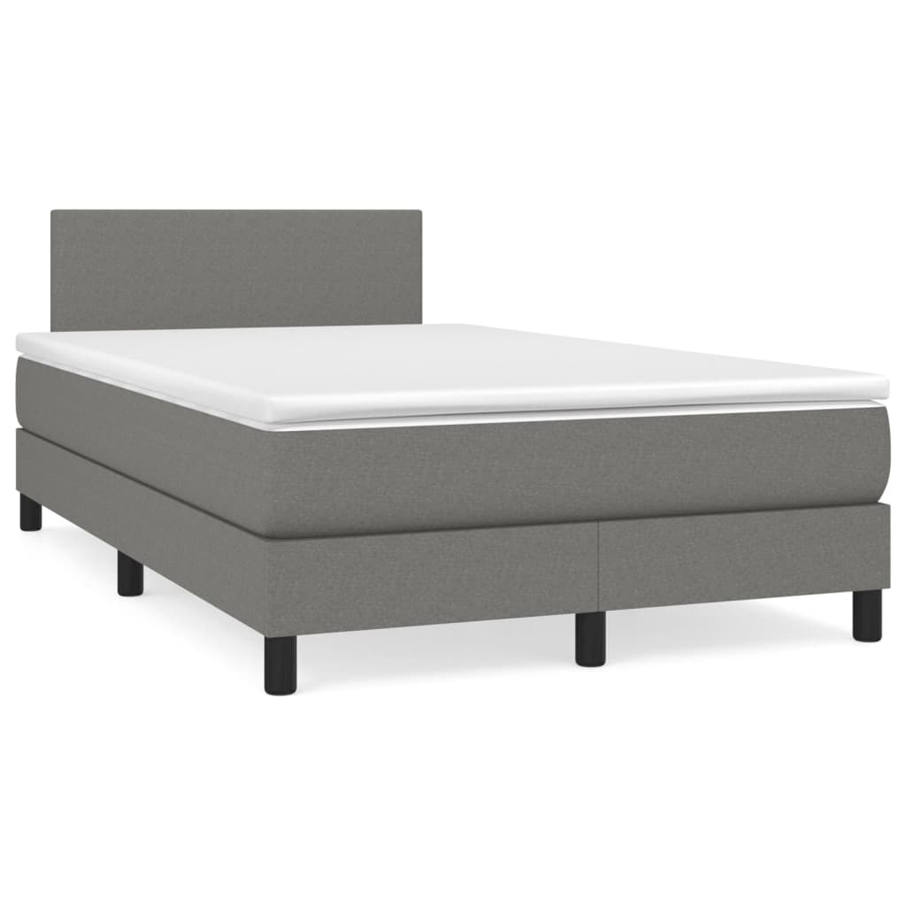 vidaXL Cama box spring con colchón tela gris oscuro 120x200 cm