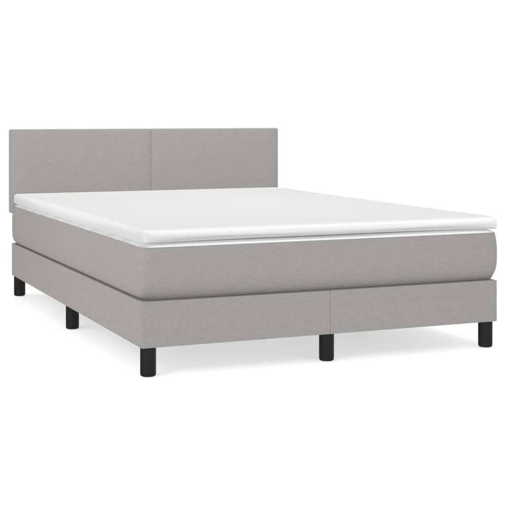 vidaXL Cama box spring con colchón tela gris claro 140x190 cm