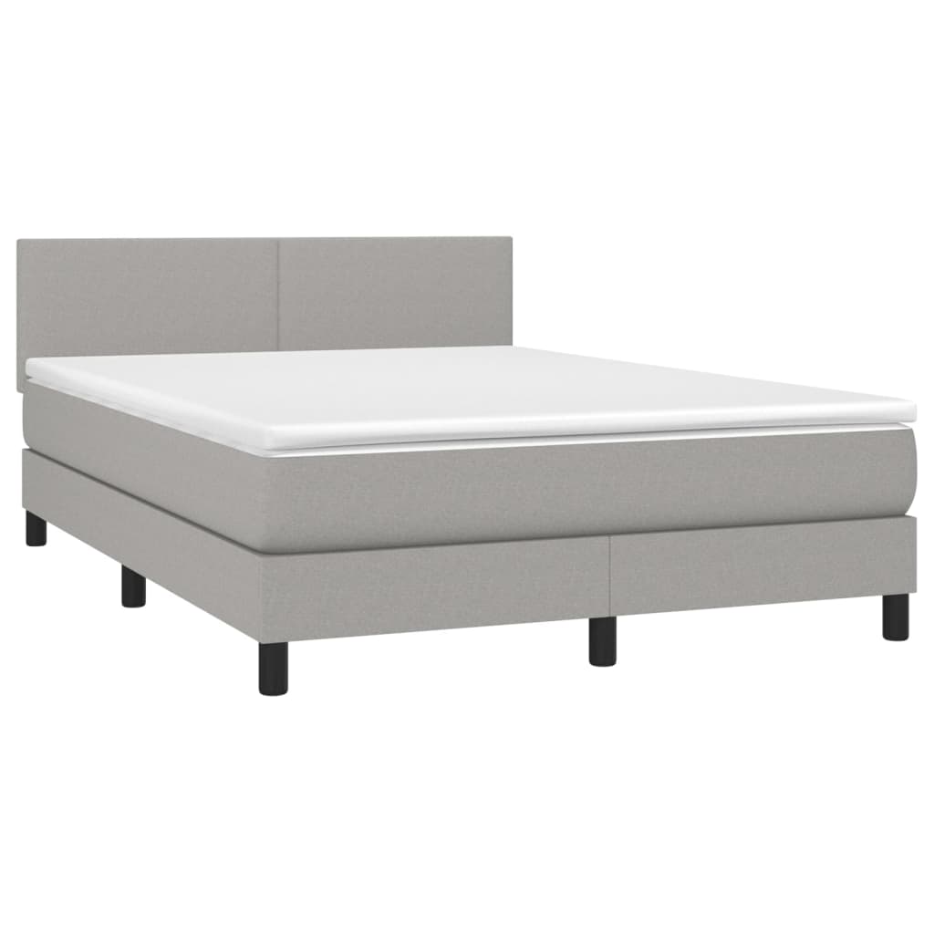 vidaXL Cama box spring con colchón tela gris claro 140x190 cm