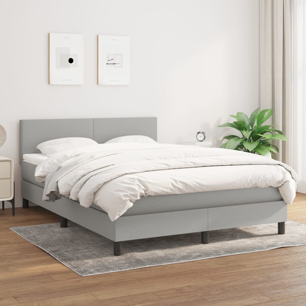 vidaXL Cama box spring con colchón tela gris claro 140x200 cm