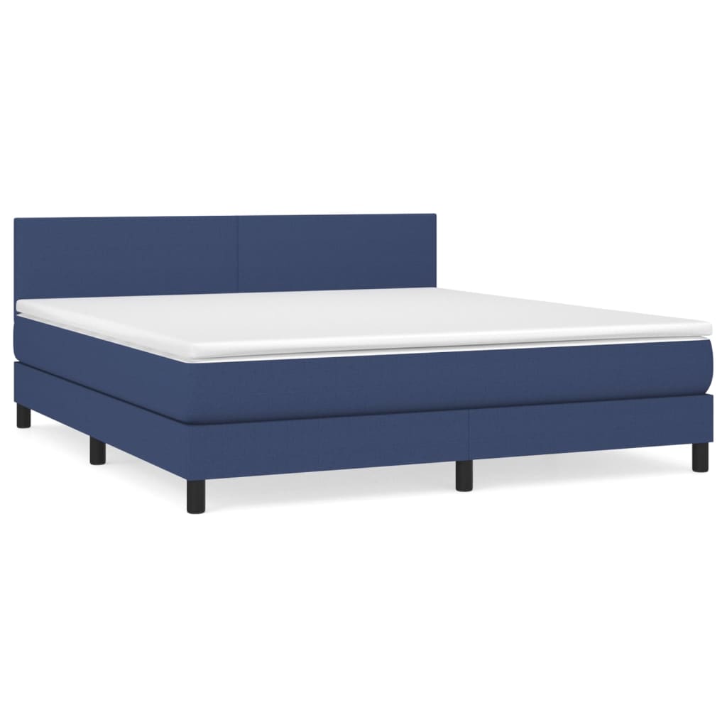 vidaXL Cama box spring con colchón tela azul 160x200 cm