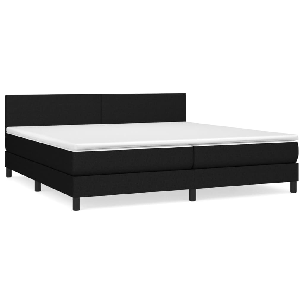 vidaXL Cama box spring con colchón tela negro 200x200 cm