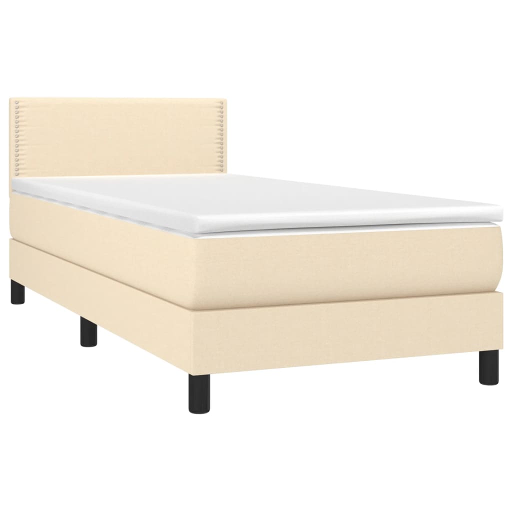 vidaXL Cama box spring con colchón tela color crema 80x200 cm