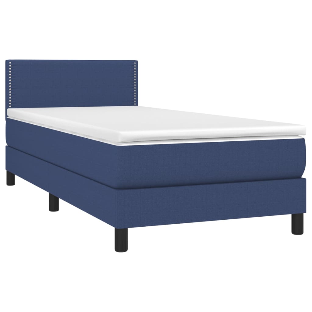 vidaXL Cama box spring con colchón tela azul 90x190 cm