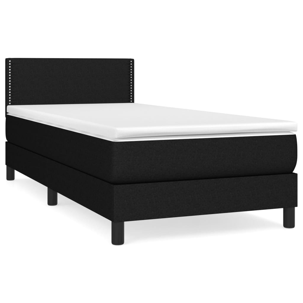 vidaXL Cama box spring con colchón tela negro 100x200 cm