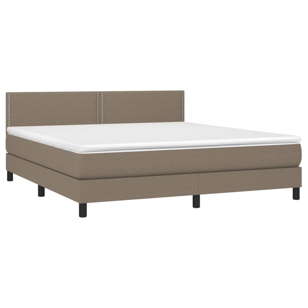 vidaXL Cama box spring con colchón tela gris taupe 160x200 cm