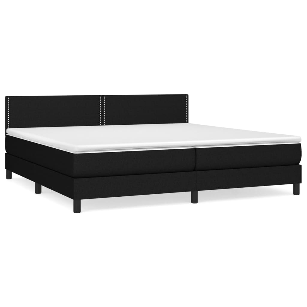 vidaXL Cama box spring con colchón tela negro 200x200 cm