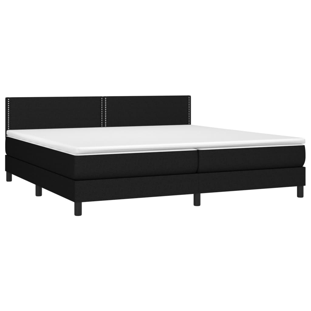 vidaXL Cama box spring con colchón tela negro 200x200 cm