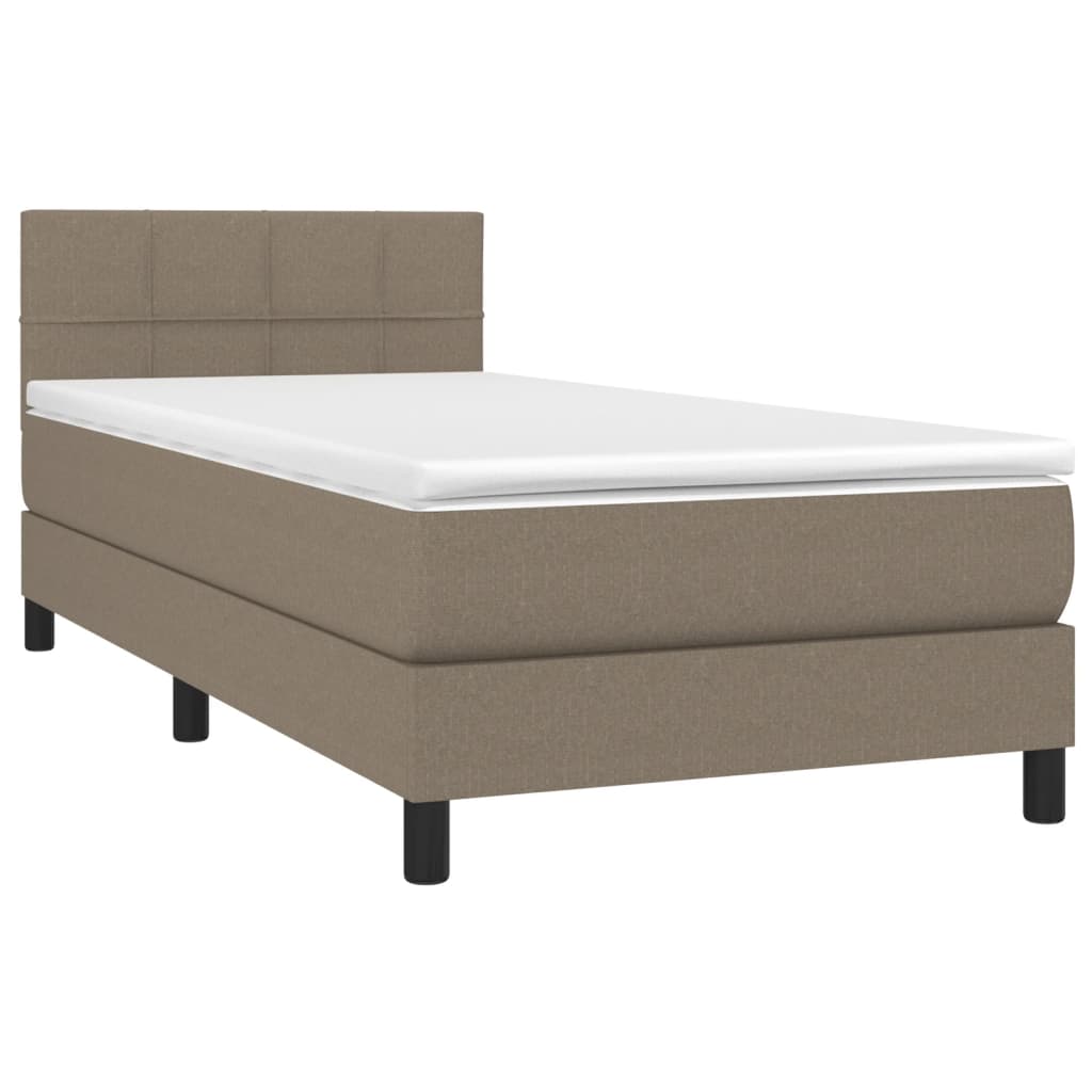 vidaXL Cama box spring con colchón tela gris taupe 80x200 cm