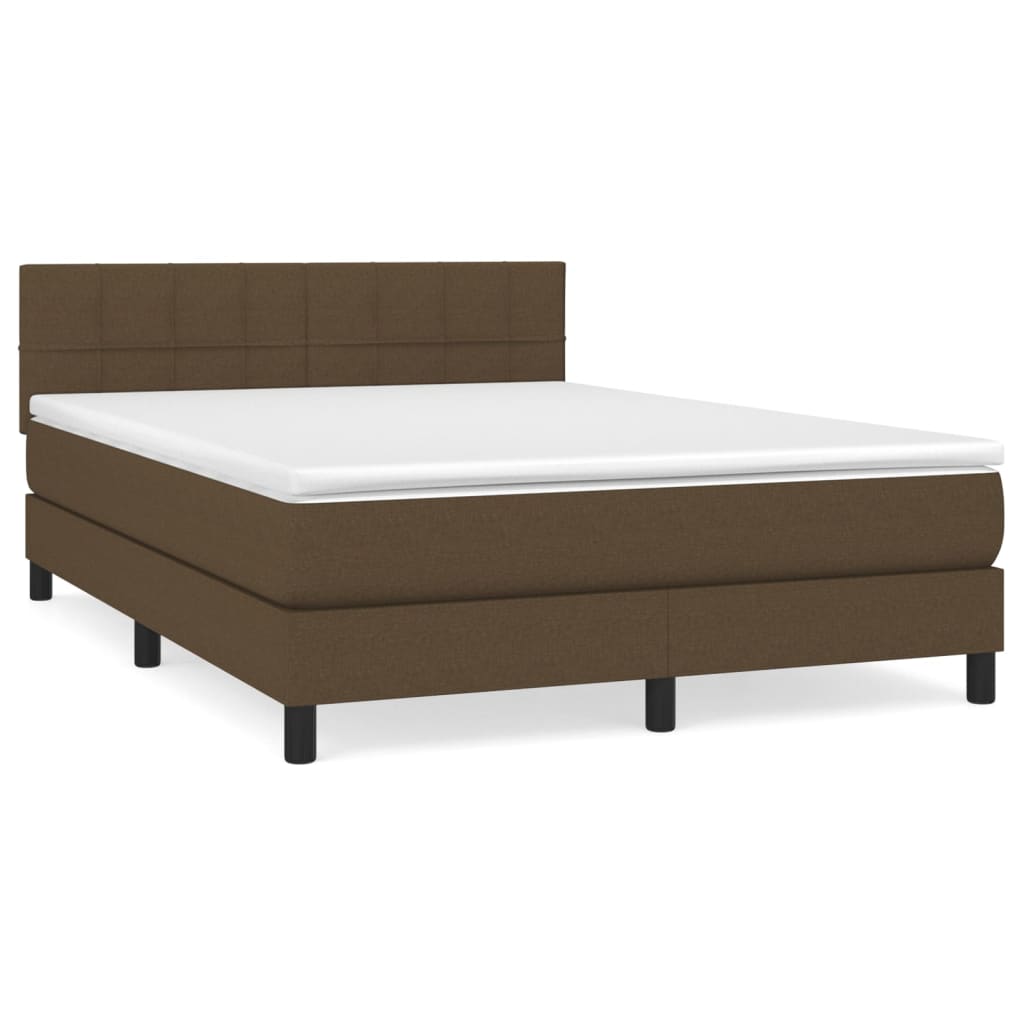 vidaXL Cama box spring con colchón tela marrón oscuro 140x190 cm