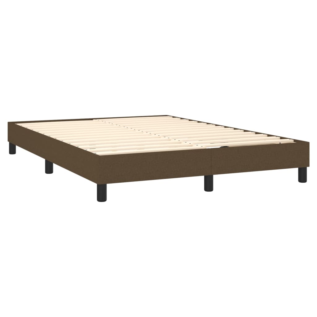 vidaXL Cama box spring con colchón tela marrón oscuro 140x190 cm