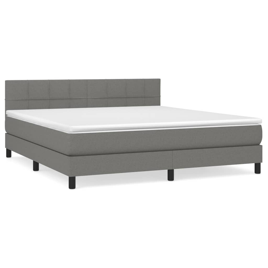 vidaXL Cama box spring con colchón tela gris oscuro 160x200 cm