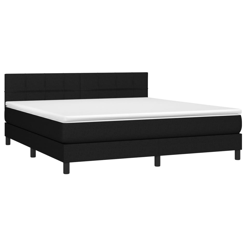 vidaXL Cama box spring con colchón tela negro 160x200 cm