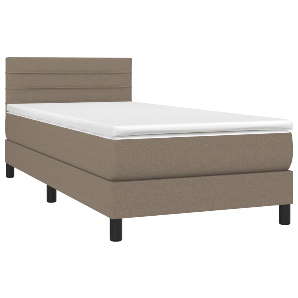 vidaXL Cama box spring con colchón tela gris taupe 80x200 cm