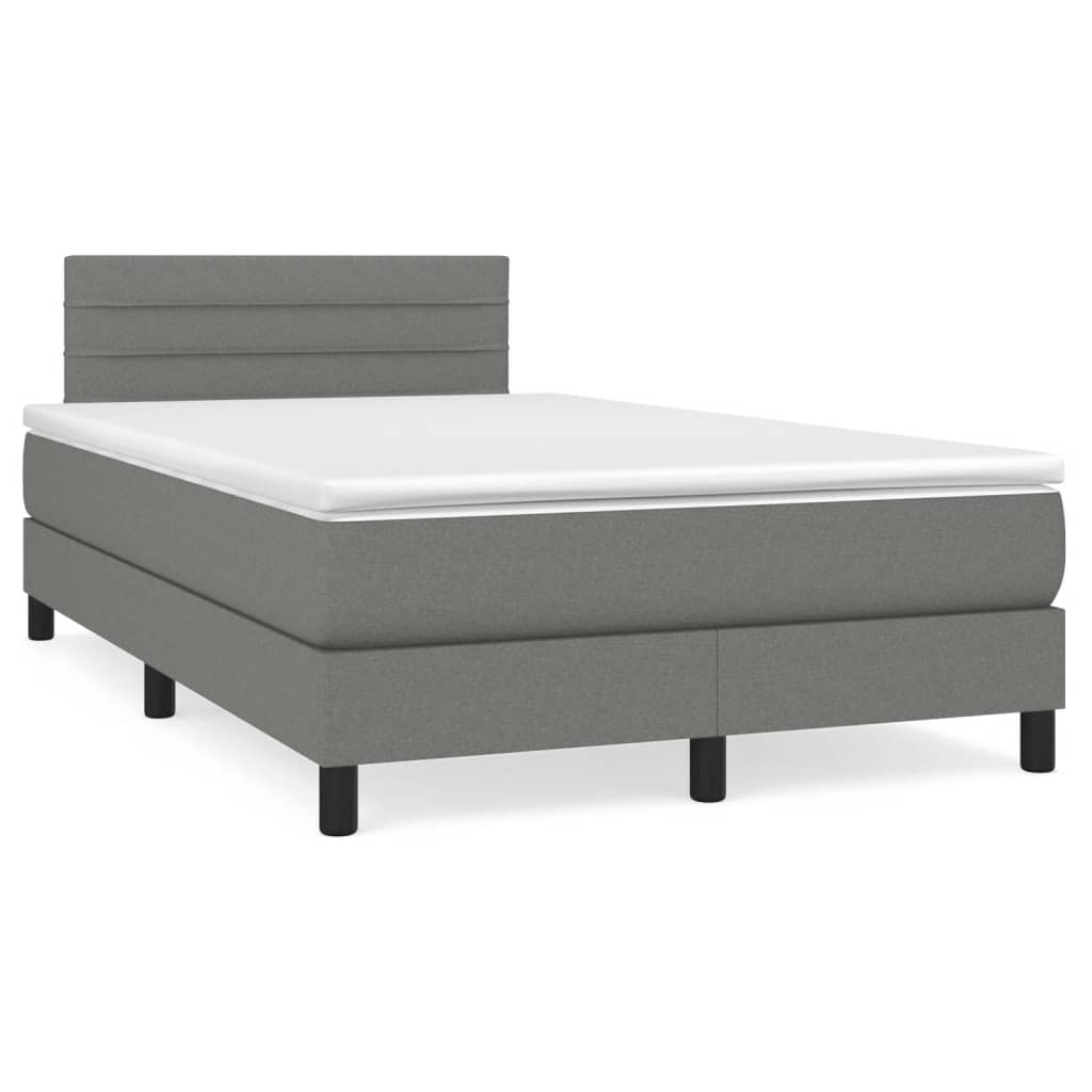 vidaXL Cama box spring con colchón tela gris oscuro 120x200 cm