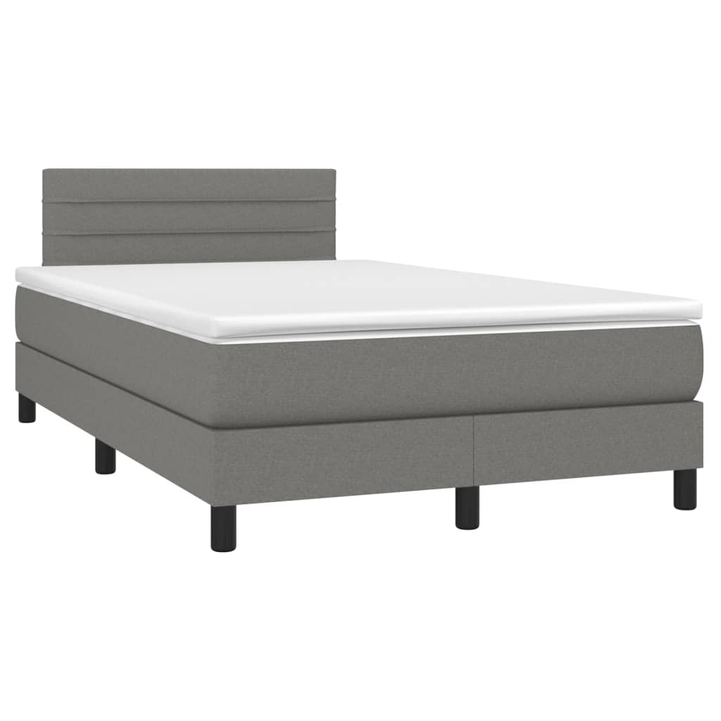 vidaXL Cama box spring con colchón tela gris oscuro 120x200 cm