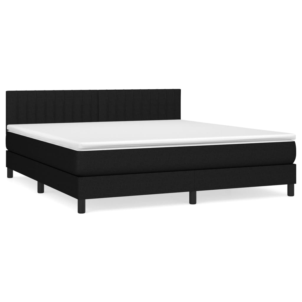 vidaXL Cama box spring con colchón tela negro 180x200 cm