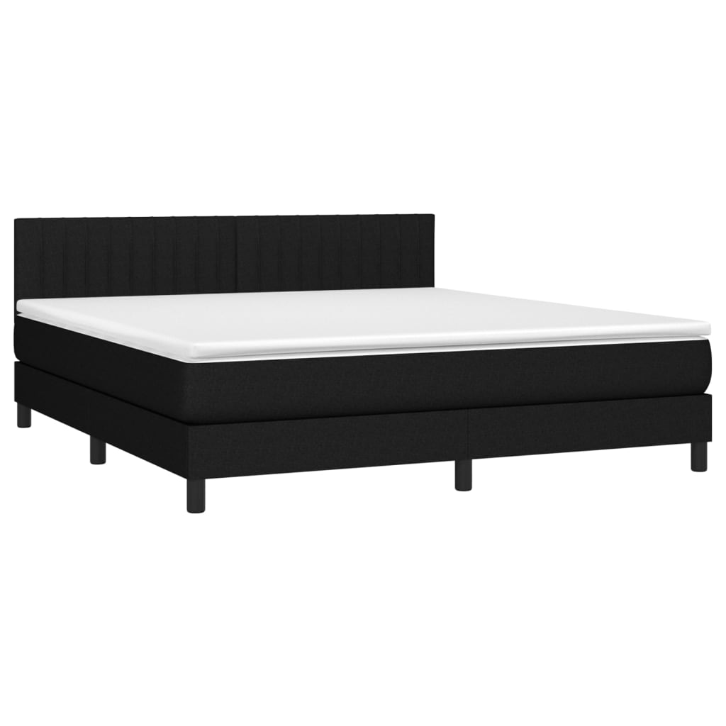 vidaXL Cama box spring con colchón tela negro 180x200 cm