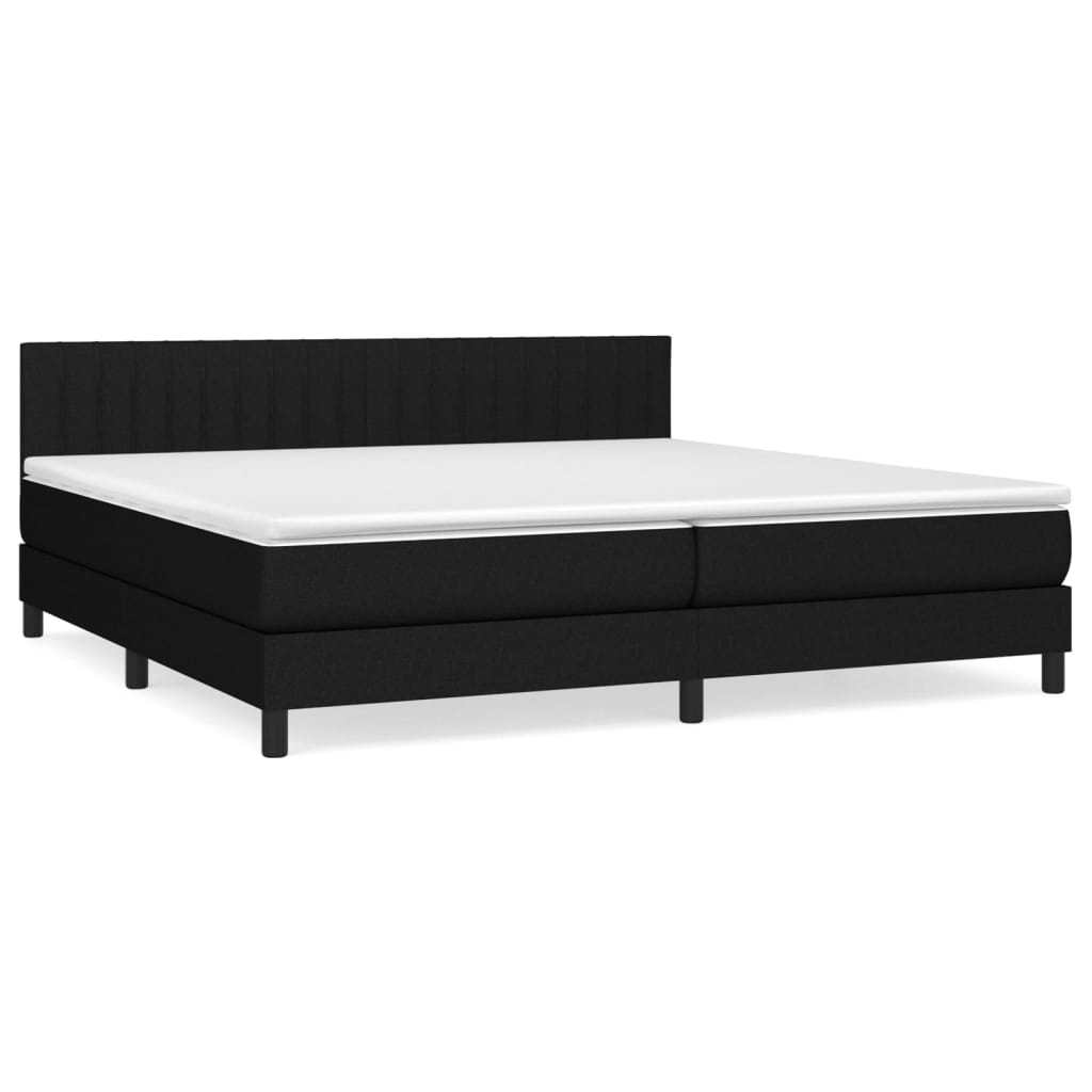 vidaXL Cama box spring con colchón tela negro 200x200 cm