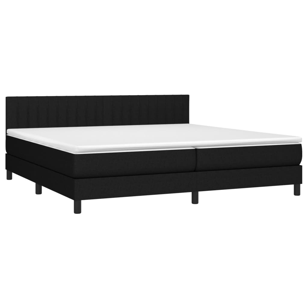 vidaXL Cama box spring con colchón tela negro 200x200 cm