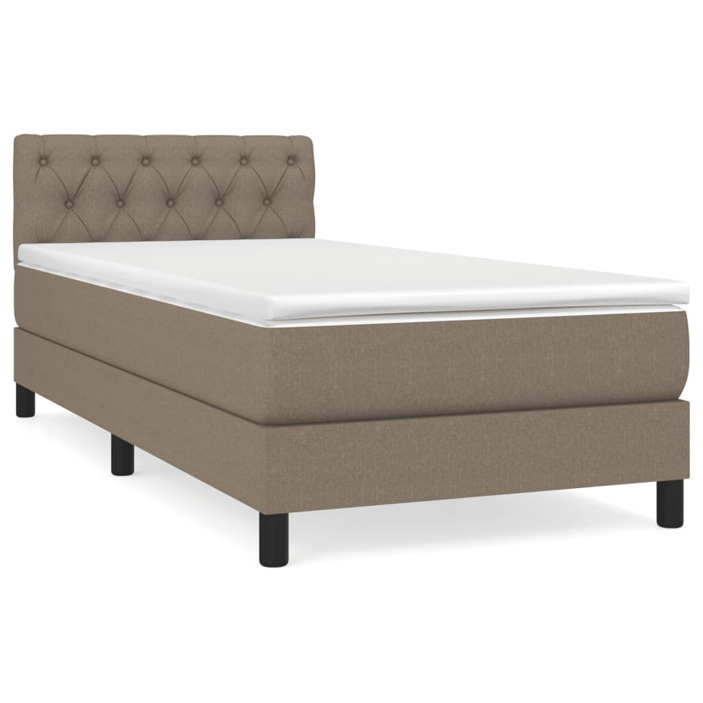 vidaXL Cama box spring con colchón tela gris taupe 80x200 cm