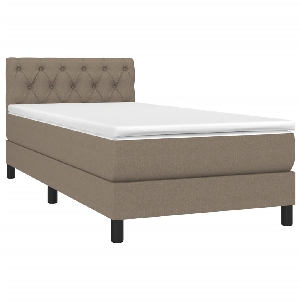 vidaXL Cama box spring con colchón tela gris taupe 80x200 cm