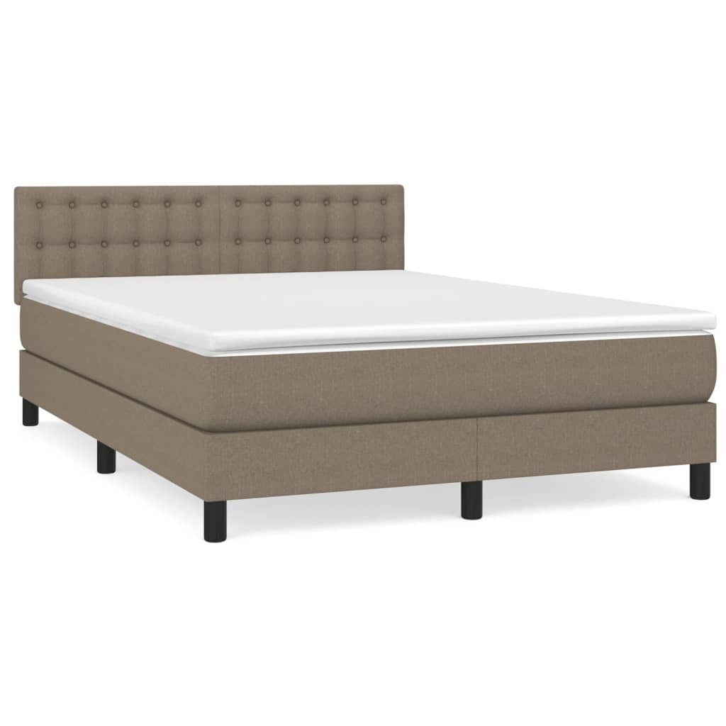 vidaXL Cama box spring con colchón tela gris taupe 140x200 cm