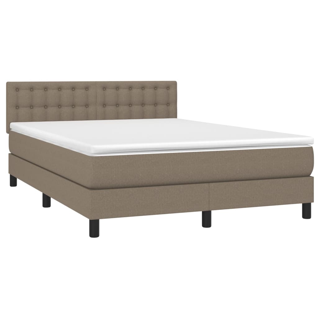 vidaXL Cama box spring con colchón tela gris taupe 140x200 cm