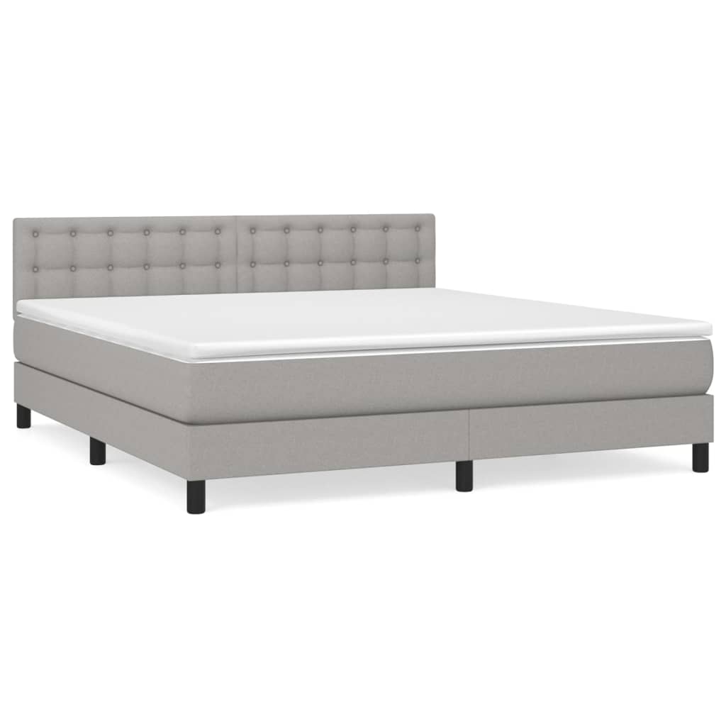 vidaXL Cama box spring con colchón tela gris claro 160x200 cm