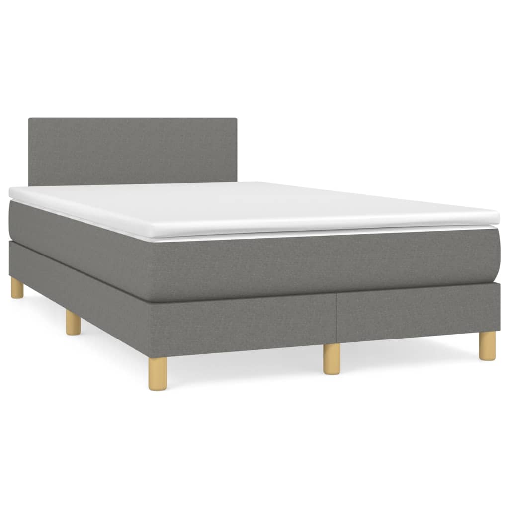 vidaXL Cama box spring con colchón tela gris oscuro 120x200 cm