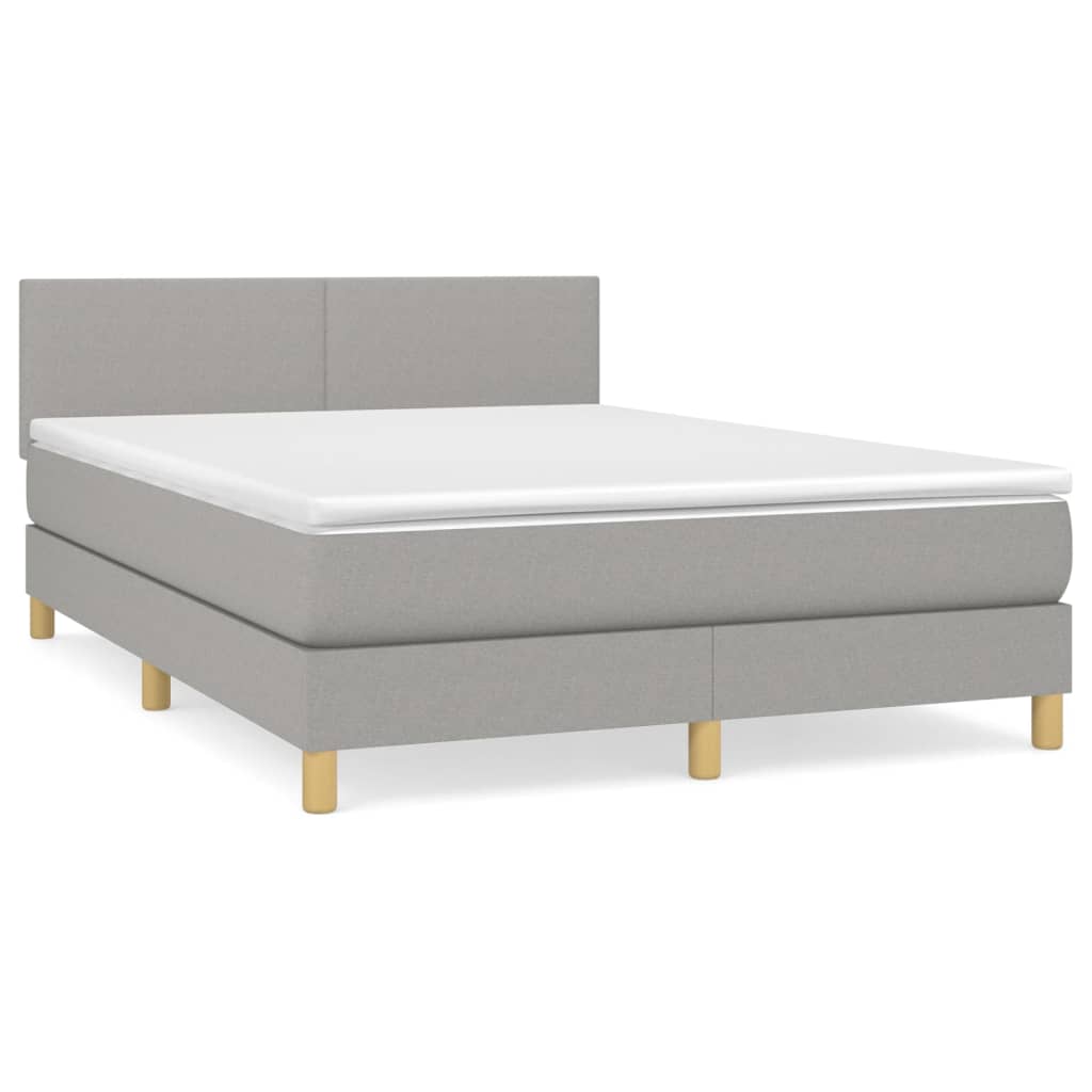 vidaXL Cama box spring con colchón tela gris claro 140x190 cm