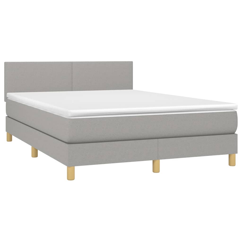 vidaXL Cama box spring con colchón tela gris claro 140x200 cm