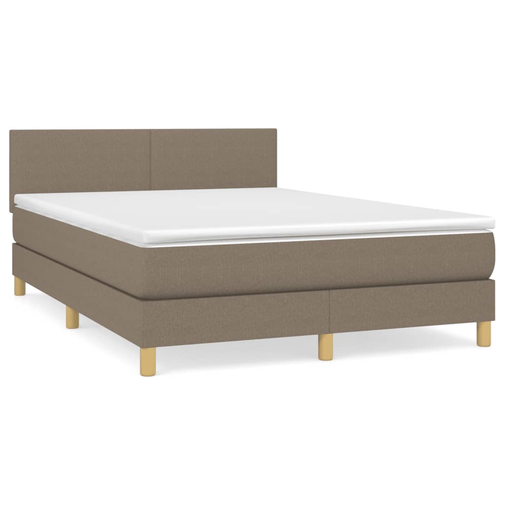 vidaXL Cama box spring con colchón tela gris taupe 140x200 cm