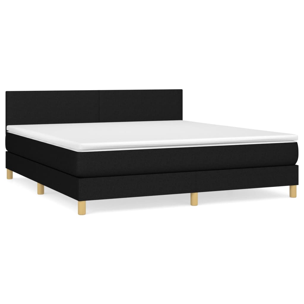 vidaXL Cama box spring con colchón tela negro 160x200 cm