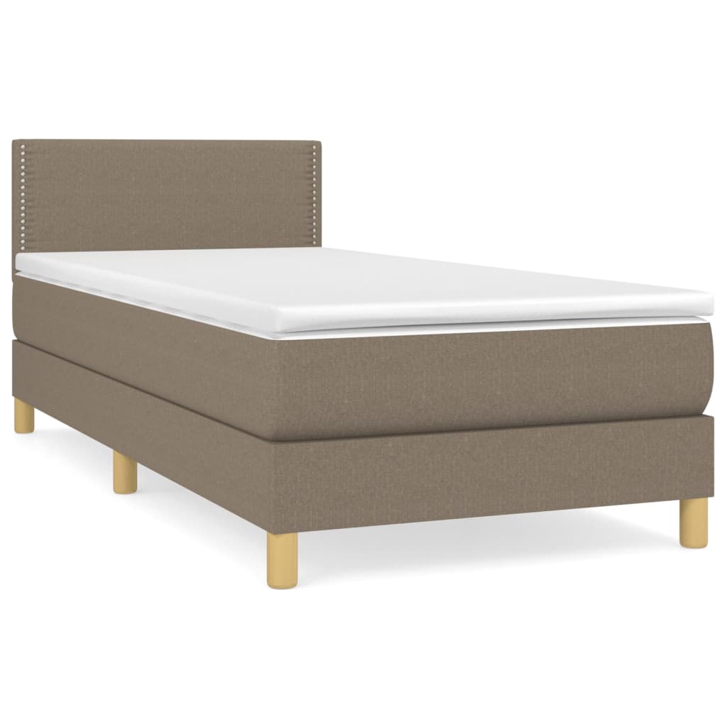 vidaXL Cama box spring con colchón tela gris taupe 80x200 cm