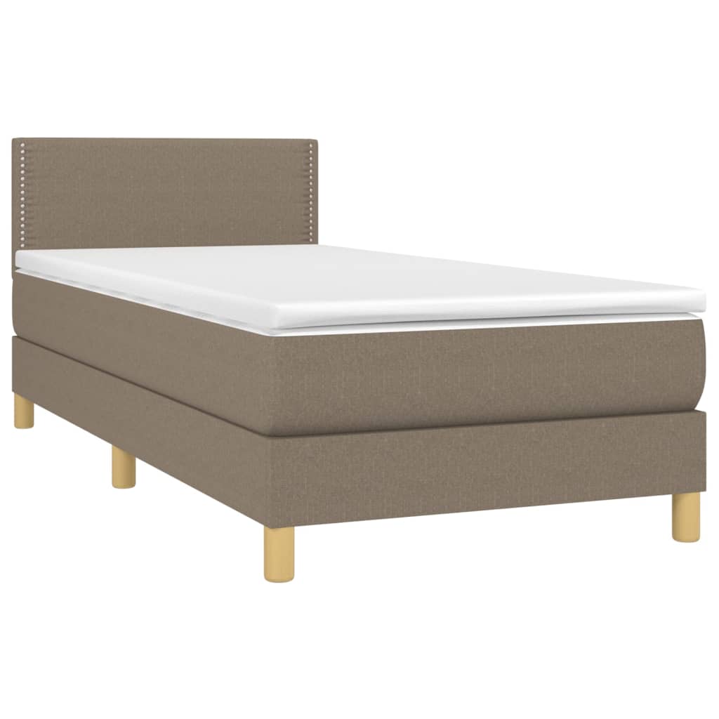 vidaXL Cama box spring con colchón tela gris taupe 80x200 cm