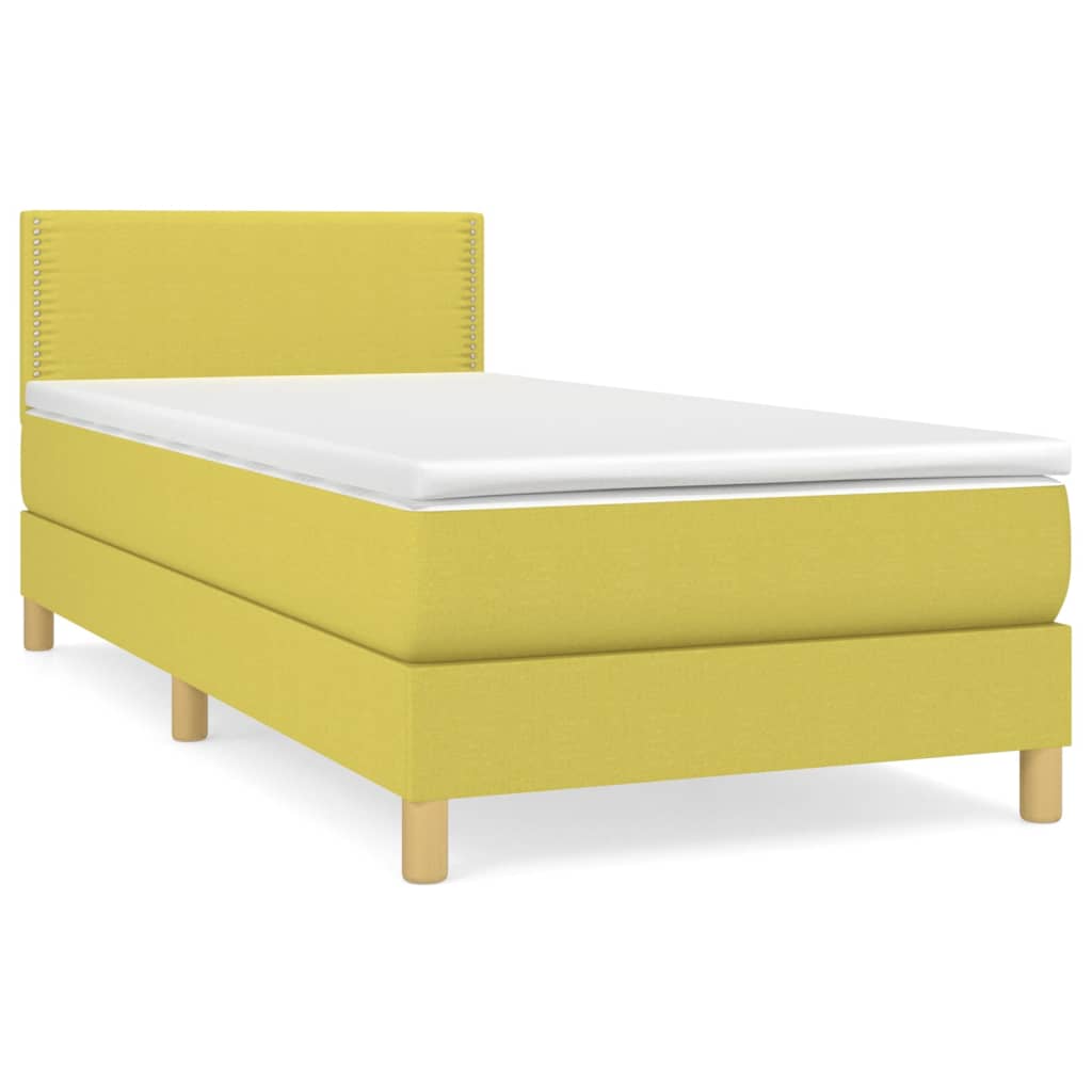 vidaXL Cama box spring con colchón tela verde 100x200 cm