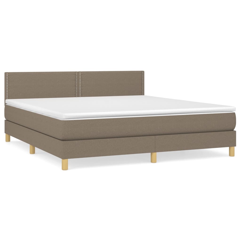 vidaXL Cama box spring con colchón tela gris taupe 160x200 cm