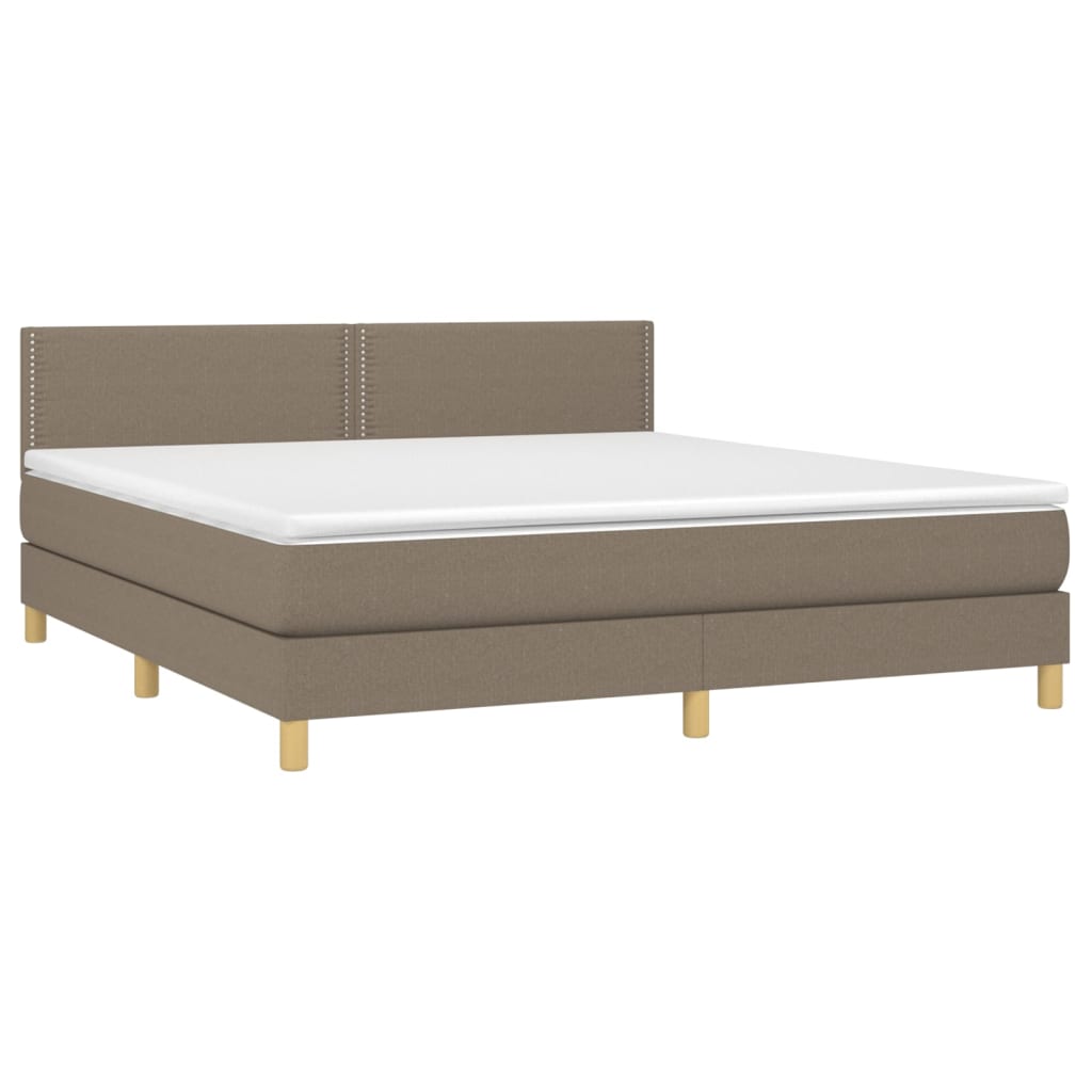 vidaXL Cama box spring con colchón tela gris taupe 160x200 cm