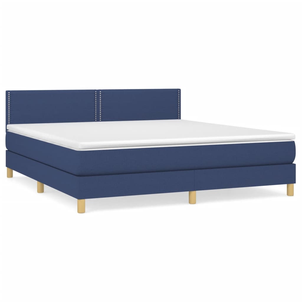 vidaXL Cama box spring con colchón tela azul 180x200 cm