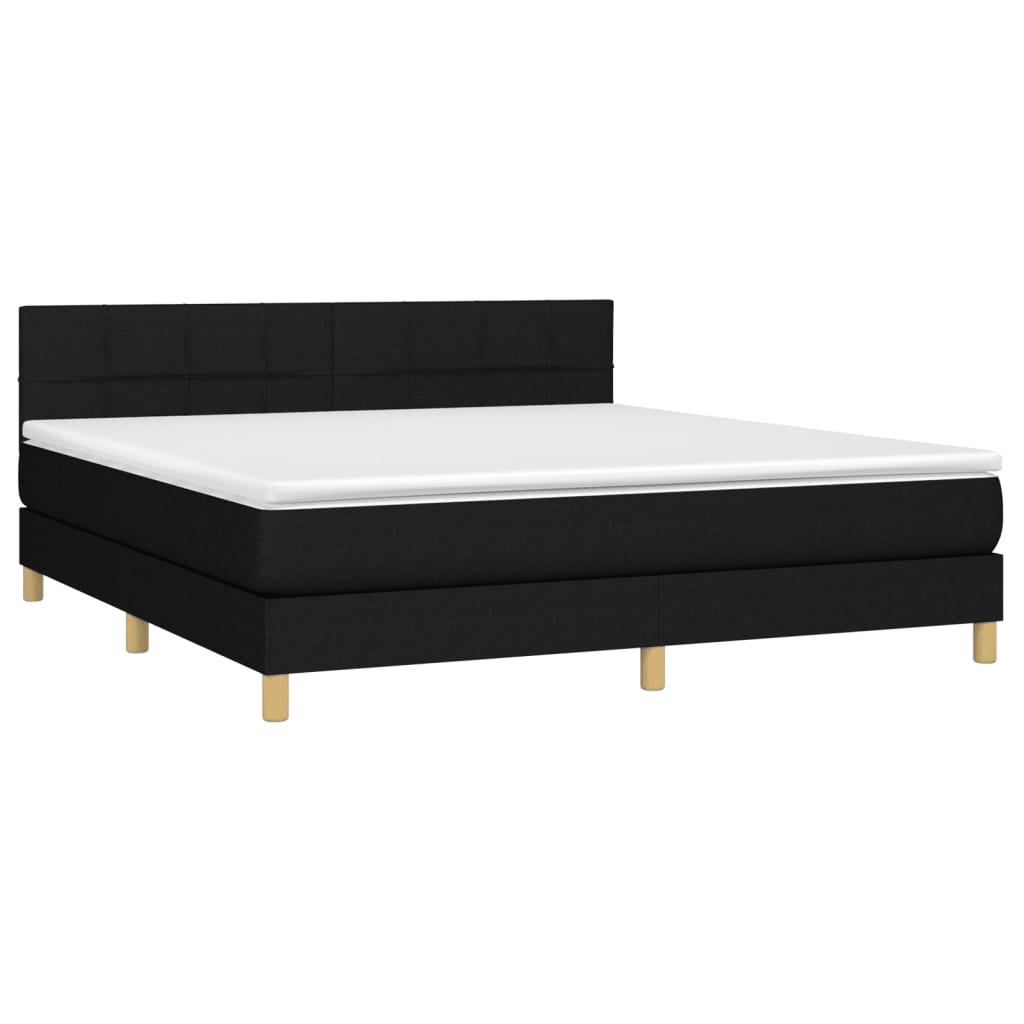 vidaXL Cama box spring con colchón tela negro 160x200 cm