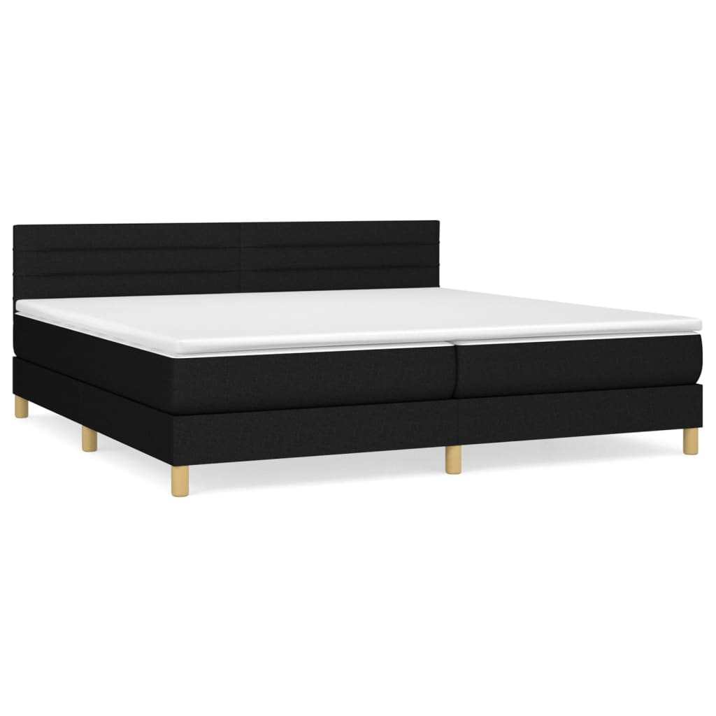 vidaXL Cama box spring con colchón tela negro 200x200 cm